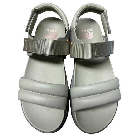 Sorel Shoes - Sorel Kinetic Impact Sandals Women 8 Green Sport Platform Velcro Strap Comfort